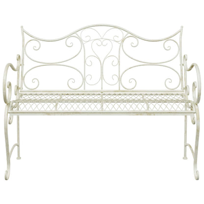 vidaXL Garden Bench 2-Seater 114 x 56.5 x 90 cm Steel Antique White