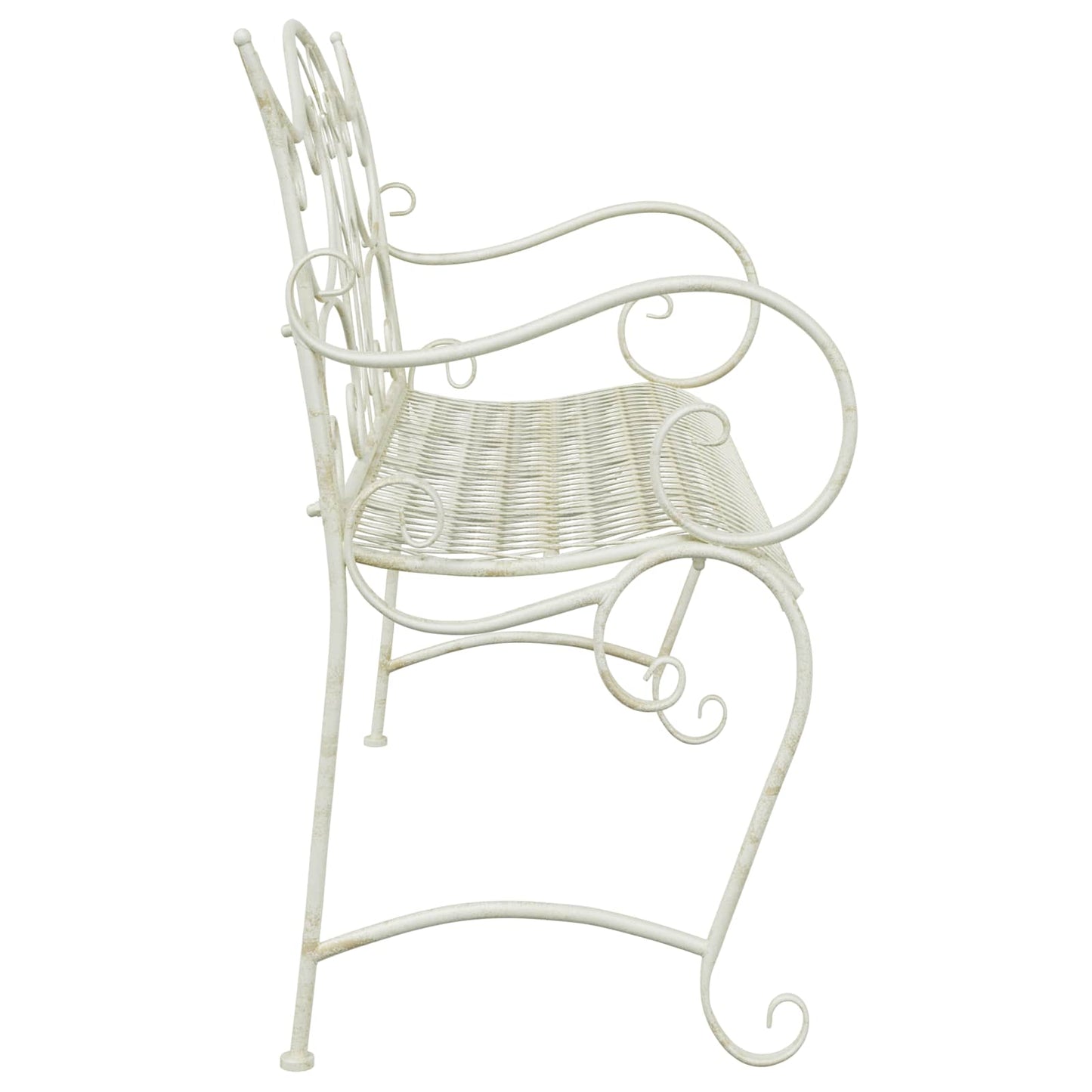 vidaXL Garden Bench 2-Seater 114 x 56.5 x 90 cm Steel Antique White