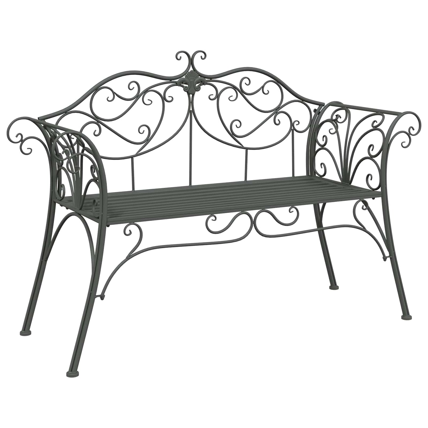 vidaXL Garden Bench 2-Seater 130 x 47 x 90 cm Steel Silver Grey