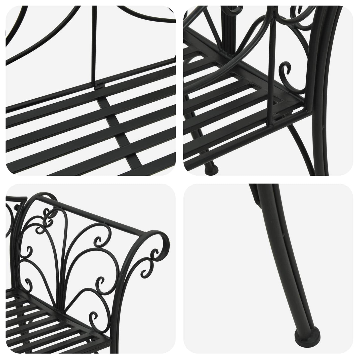 vidaXL Garden Bench 2-Seater 130 x 47 x 90 cm Steel Black