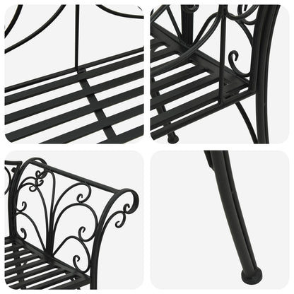 vidaXL Garden Bench 2-Seater 130 x 47 x 90 cm Steel Black