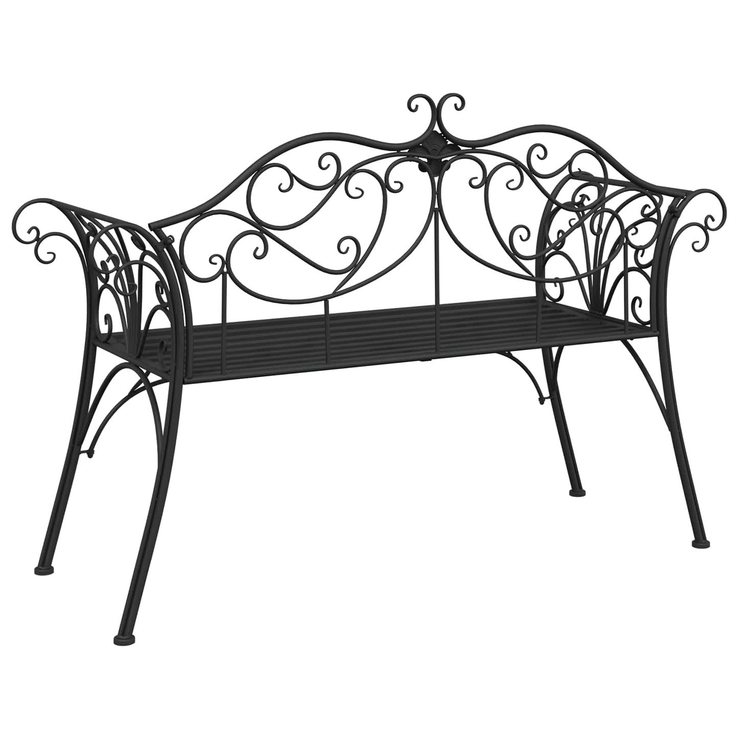vidaXL Garden Bench 2-Seater 130 x 47 x 90 cm Steel Black