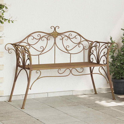 vidaXL Garden Bench 2-Seater 130 x 47 x 90 cm Steel Antique Brown