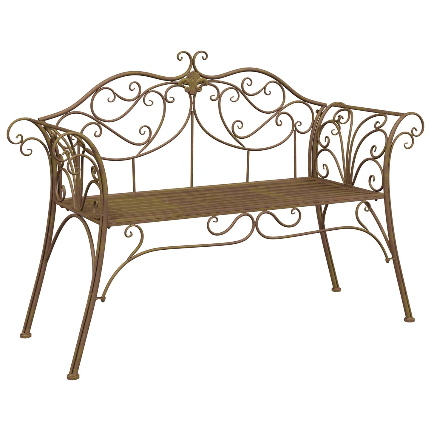 vidaXL Garden Bench 2-Seater 130 x 47 x 90 cm Steel Antique Brown