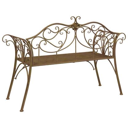 vidaXL Garden Bench 2-Seater 130 x 47 x 90 cm Steel Antique Brown