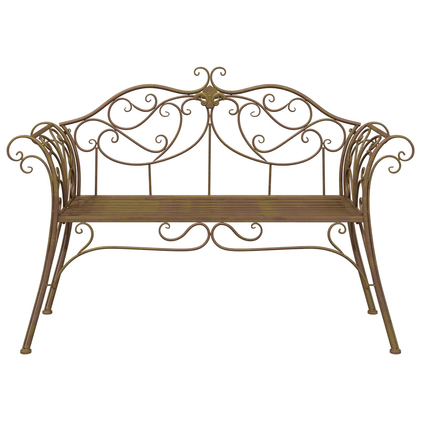 vidaXL Garden Bench 2-Seater 130 x 47 x 90 cm Steel Antique Brown