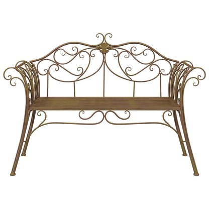 vidaXL Garden Bench 2-Seater 130 x 47 x 90 cm Steel Antique Brown