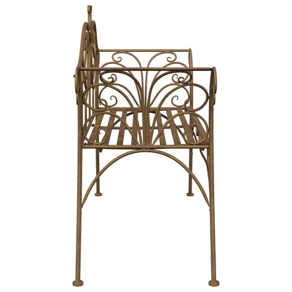 vidaXL Garden Bench 2-Seater 130 x 47 x 90 cm Steel Antique Brown