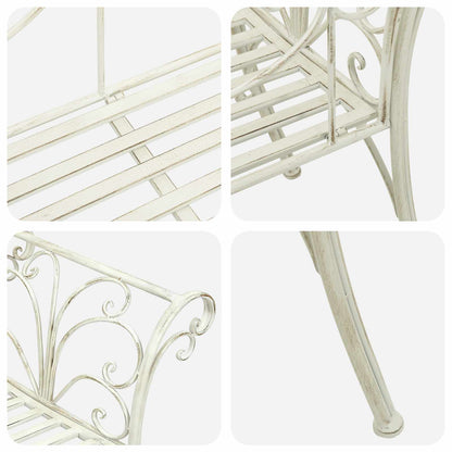 vidaXL Garden Bench 2-Seater 130 x 47 x 90 cm Steel Antique White