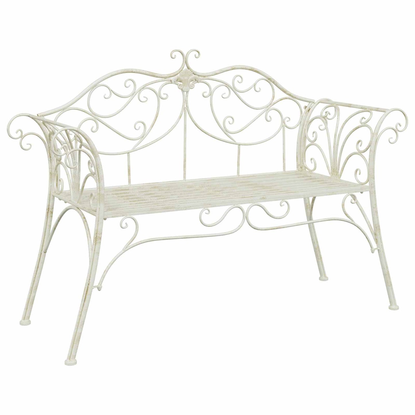 vidaXL Garden Bench 2-Seater 130 x 47 x 90 cm Steel Antique White