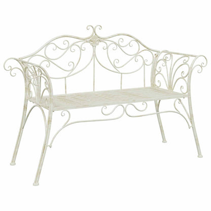 vidaXL Garden Bench 2-Seater 130 x 47 x 90 cm Steel Antique White
