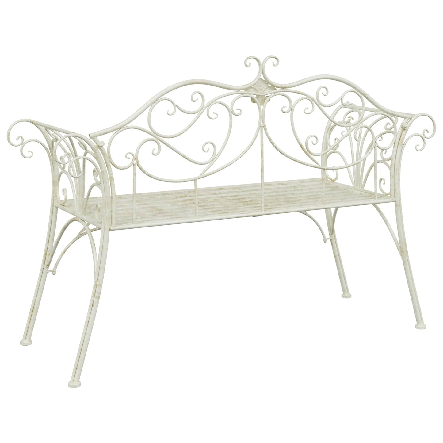 vidaXL Garden Bench 2-Seater 130 x 47 x 90 cm Steel Antique White