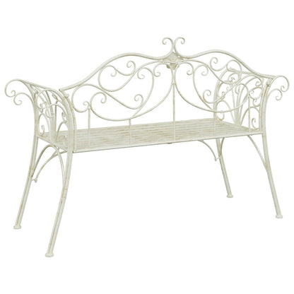 vidaXL Garden Bench 2-Seater 130 x 47 x 90 cm Steel Antique White