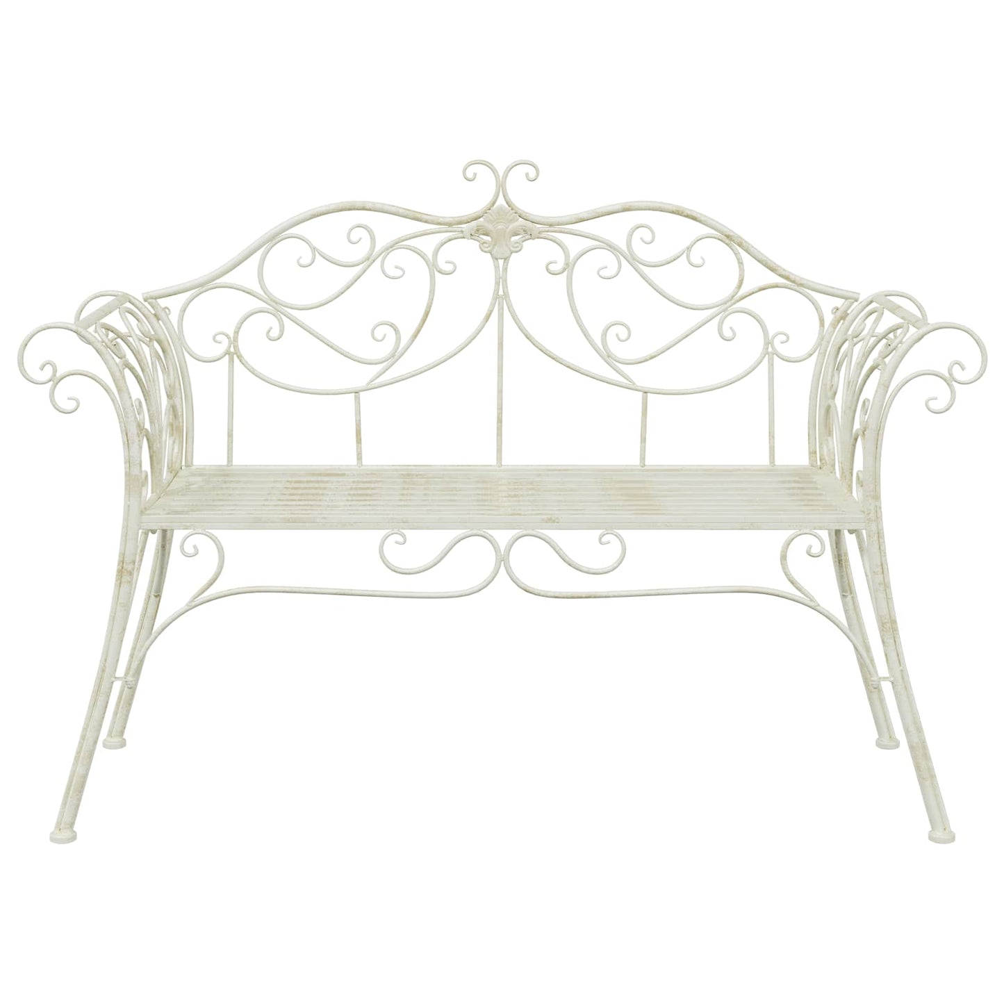 vidaXL Garden Bench 2-Seater 130 x 47 x 90 cm Steel Antique White