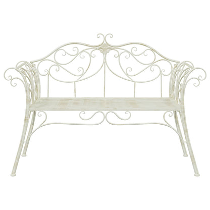 vidaXL Garden Bench 2-Seater 130 x 47 x 90 cm Steel Antique White