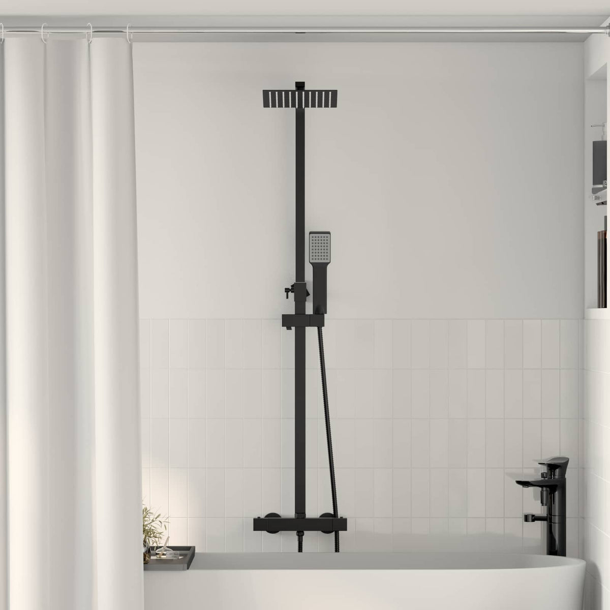 vidaXL Thermostatic Shower System Set Black Stainless Steel 201