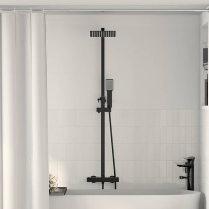 vidaXL Thermostatic Shower System Set Black Stainless Steel 201