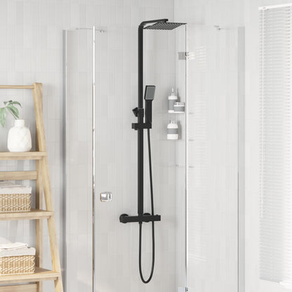 vidaXL Thermostatic Shower System Set Black Stainless Steel 201