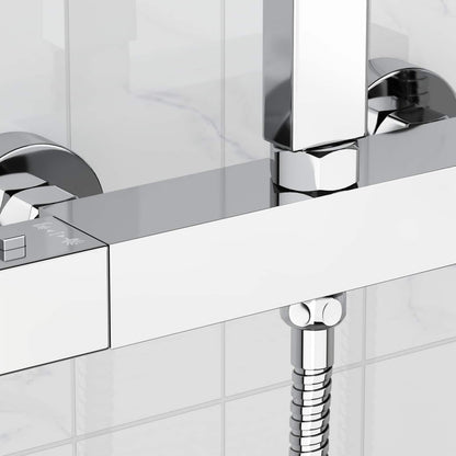 vidaXL Thermostatic Shower Mixer Stainless Steel 201 25.5 x 7 x 6 cm