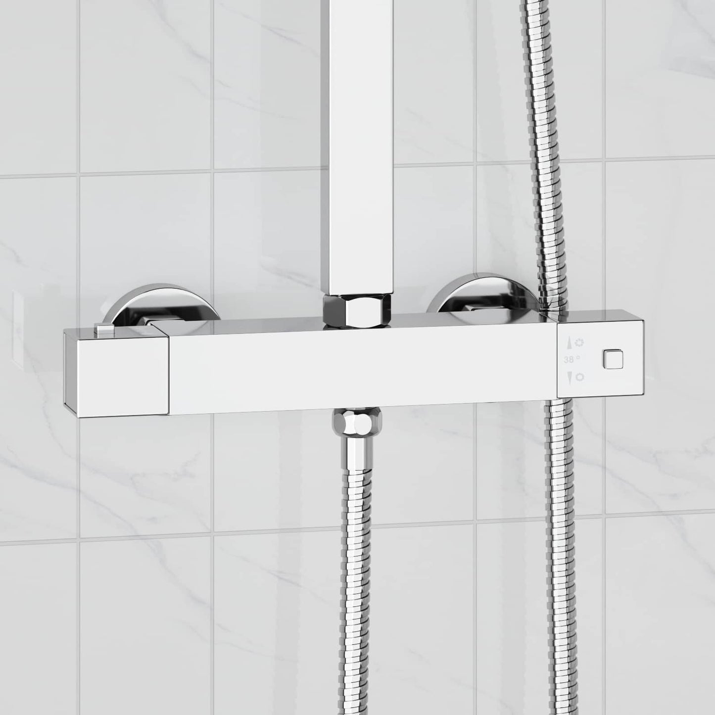 vidaXL Thermostatic Shower Mixer Stainless Steel 201 25.5 x 7 x 6 cm