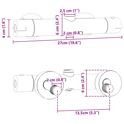 vidaXL Thermostatic Shower Mixer Stainless Steel 201 27 x 8 x 6 cm