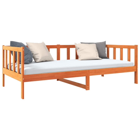 vidaXL Bed Frame with Headboard Wax Brown 90 x 190 cm Solid Pine Wood