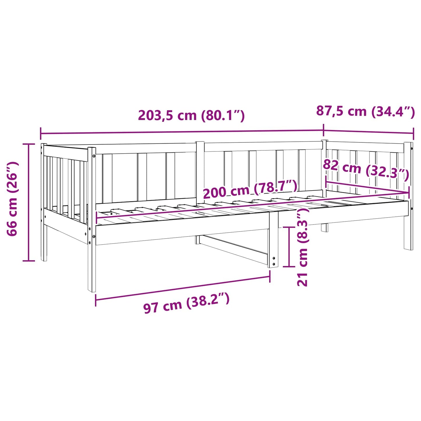 vidaXL Bed Frame with Headboard Wax Brown 80 x 200 cm Solid Pine Wood