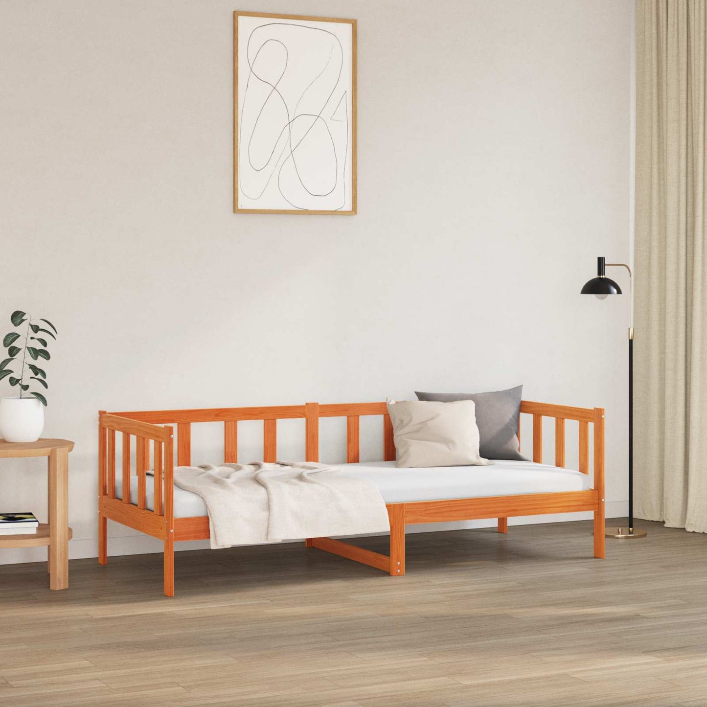vidaXL Bed Frame with Headboard Wax Brown 90 x 190 cm Solid Pine Wood