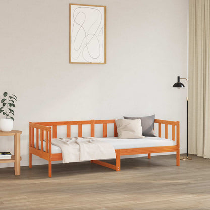 vidaXL Bed Frame with Headboard Wax Brown 90 x 190 cm Solid Pine Wood