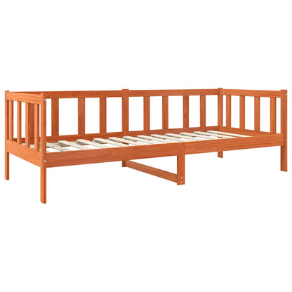 vidaXL Bed Frame with Headboard Wax Brown 90 x 190 cm Solid Pine Wood