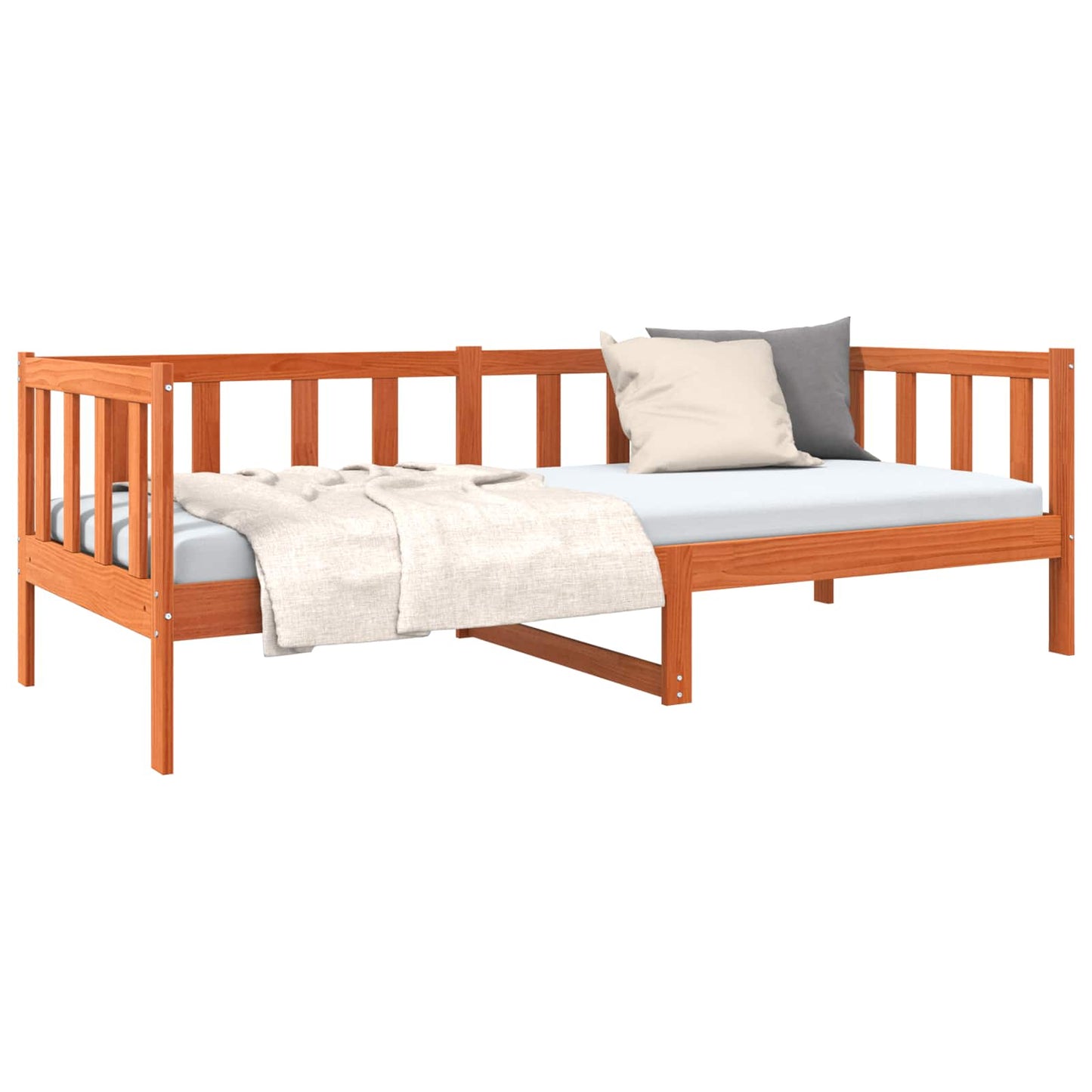 vidaXL Bed Frame with Headboard Wax Brown 90 x 190 cm Solid Pine Wood