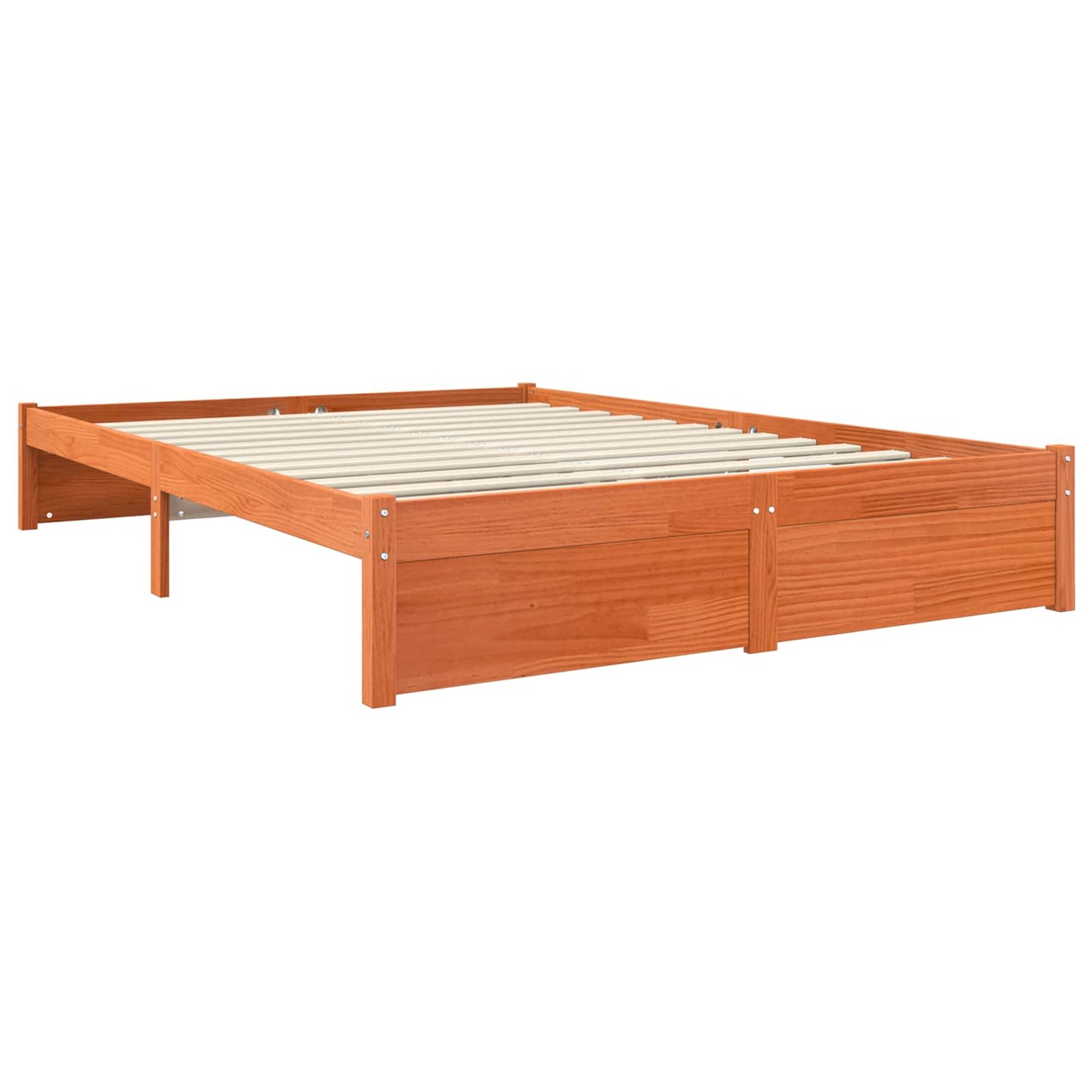 vidaXL Bed Frame Wax Brown 140 x 200 cm Solid Pine Wood