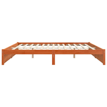 vidaXL Bed Frame Wax Brown 140 x 200 cm Solid Pine Wood