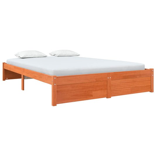 vidaXL Bed Frame Wax Brown 150 x 200 cm Solid Pine Wood