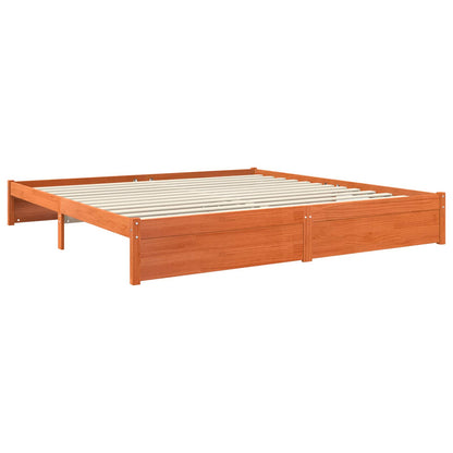 vidaXL Bed Frame Wax Brown 200 x 200 cm Solid Pine Wood