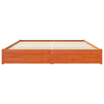 vidaXL Bed Frame Wax Brown 200 x 200 cm Solid Pine Wood
