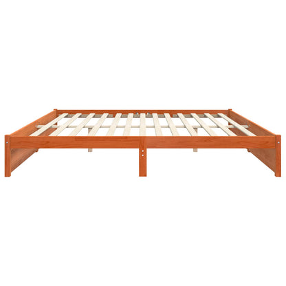 vidaXL Bed Frame Wax Brown 200 x 200 cm Solid Pine Wood