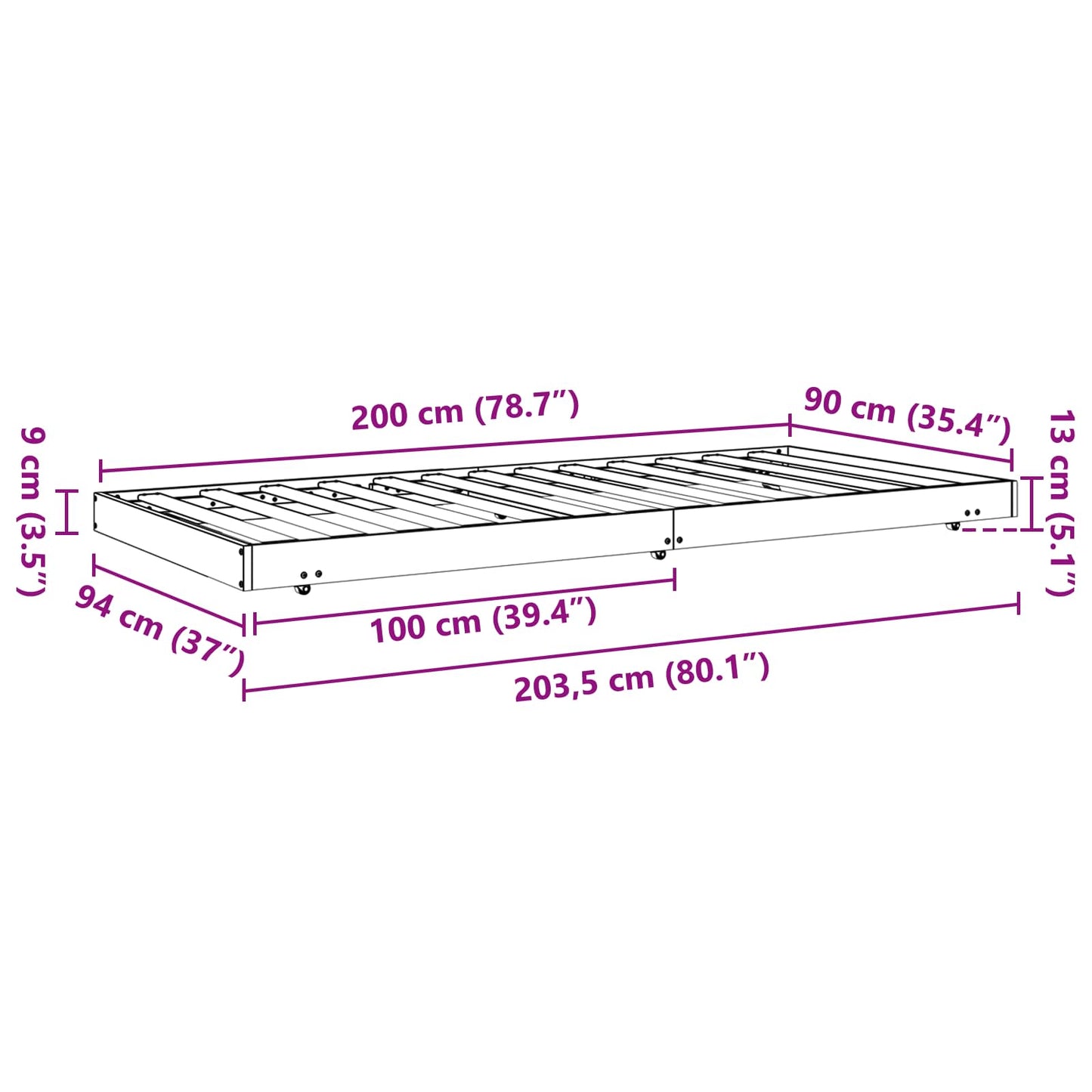 vidaXL Bed Frame Wax Brown 90 x 200 cm Solid Pine Wood