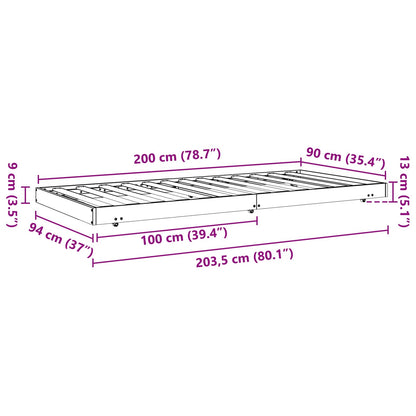 vidaXL Bed Frame Wax Brown 90 x 200 cm Solid Pine Wood