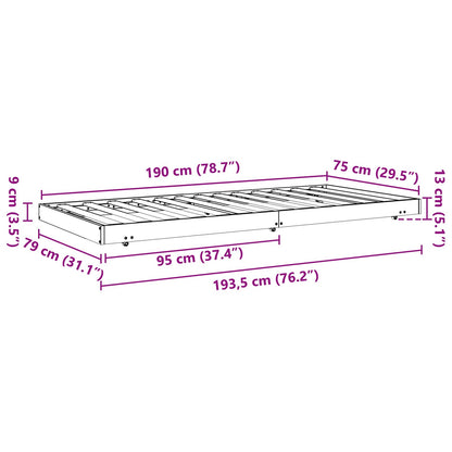 vidaXL Bed Frame Wax Brown 70 x 190 cm Solid Pine Wood