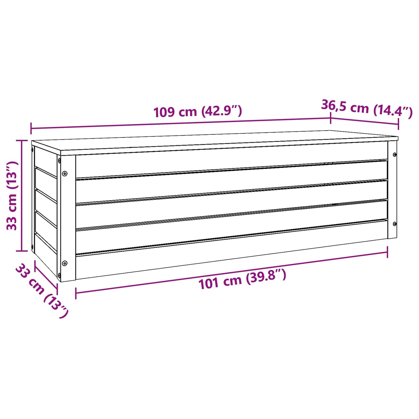 vidaXL Storage Box Wax Brown 109 x 36.5 x 33 cm Solid Pine Wood
