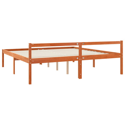 vidaXL Bed Frame with Headboard Wax Brown 180 x 200 cm Solid Pine Wood