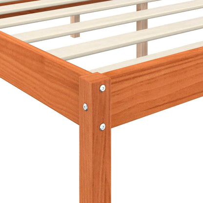 vidaXL Bed Frame with Headboard Wax Brown 200 x 200 cm Solid Pine Wood