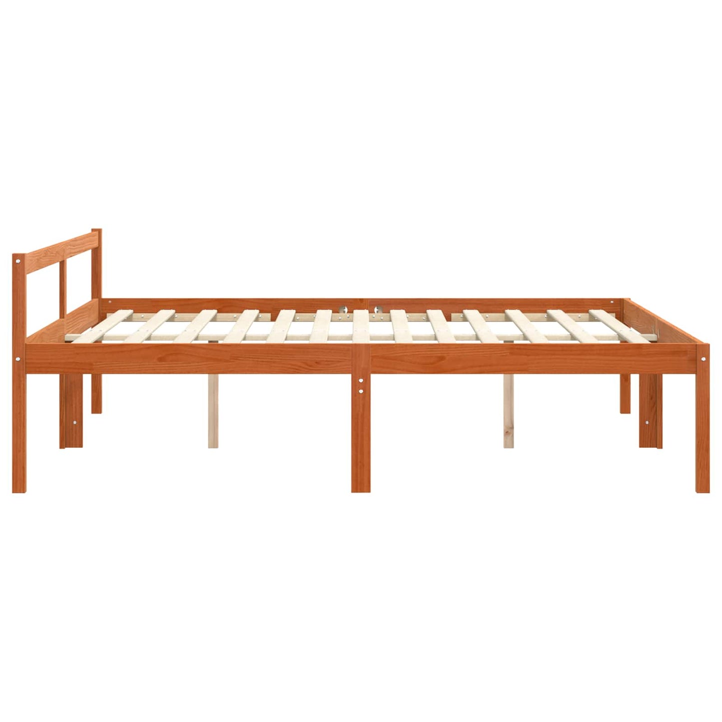 vidaXL Bed Frame with Headboard Wax Brown 200 x 200 cm Solid Pine Wood