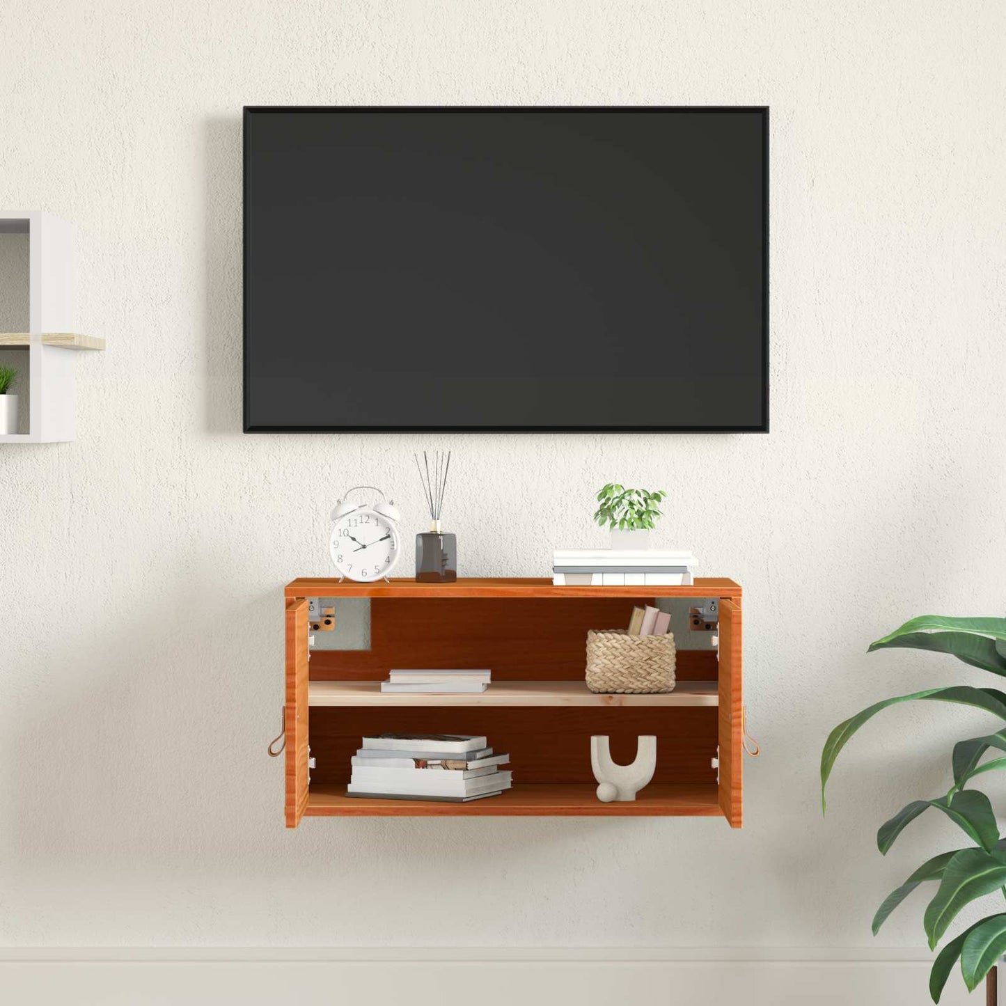 vidaXL Wall Cabinet Wax Brown 60 x 30 x 30 cm Solid Pine Wood