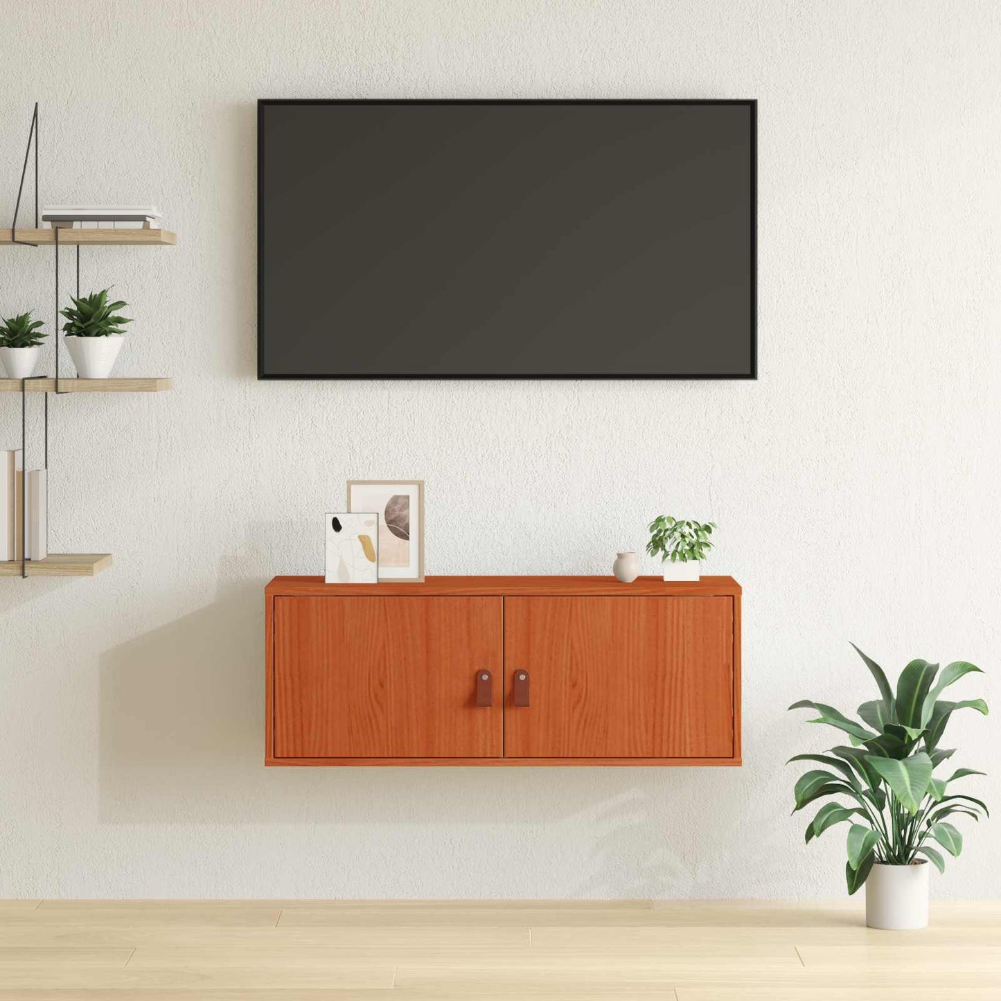 vidaXL Wall Cabinet Wax Brown 80 x 30 x 30 cm Solid Pine Wood