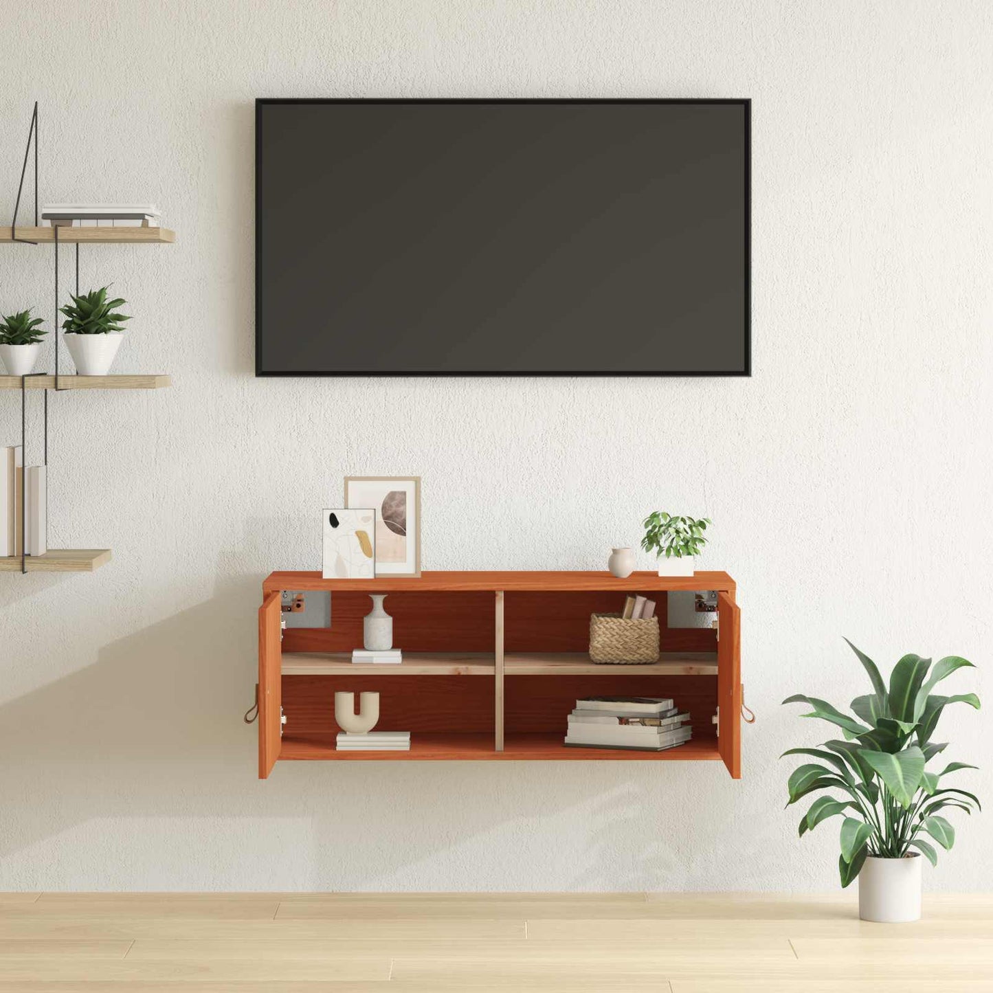 vidaXL Wall Cabinet Wax Brown 80 x 30 x 30 cm Solid Pine Wood