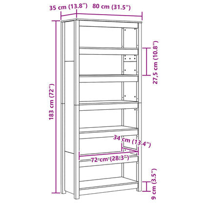 vidaXL Book Cabinet Wax Brown 80 x 35 x 183 cm Solid Pine Wood