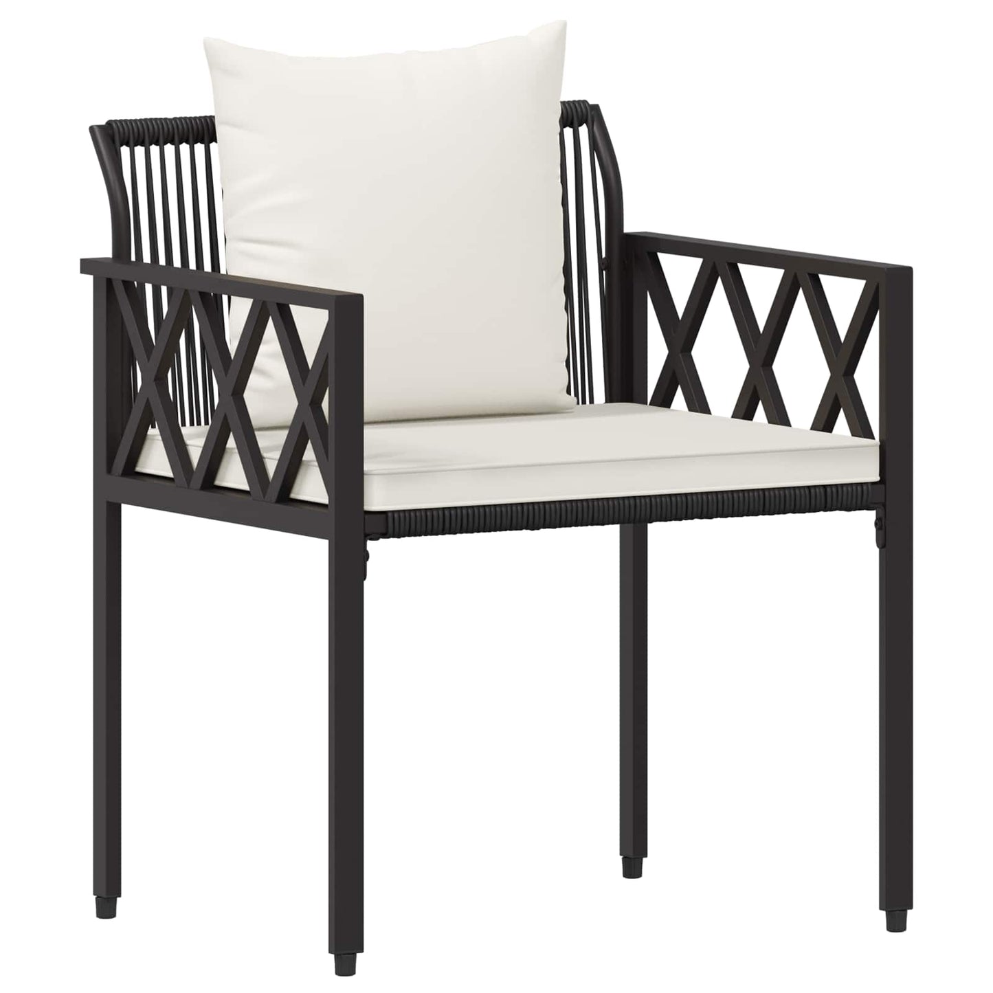 vidaXL Outdoor Furniture Set 4 pcs Black and Cream White Poly Rattan