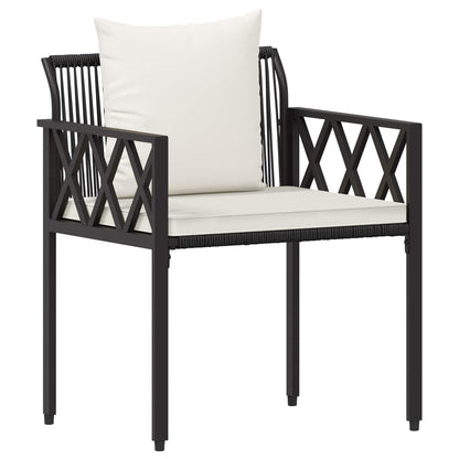 vidaXL Outdoor Furniture Set 4 pcs Black and Cream White Poly Rattan
